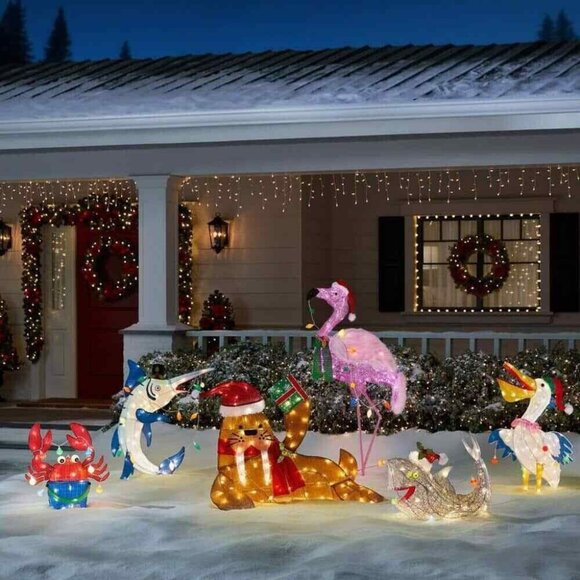 36in MARLIN Tinsel Longfin Saury LED Christmas Light Yard Sculpture 3 Ft Fishing - Picture 11 of 11